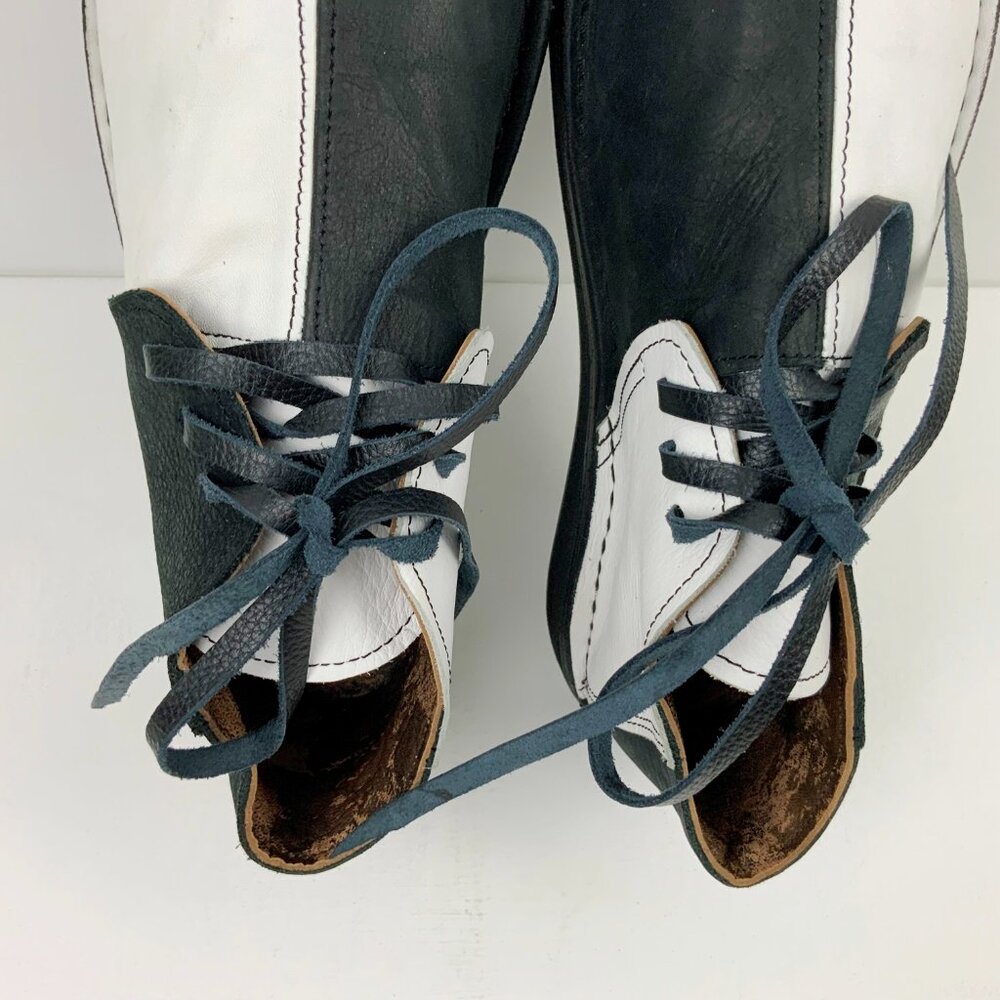 Men's Leather Black/White Split Toe Chukka Boots Italy Sz 8 - 8.5 - Picture 8 of 16